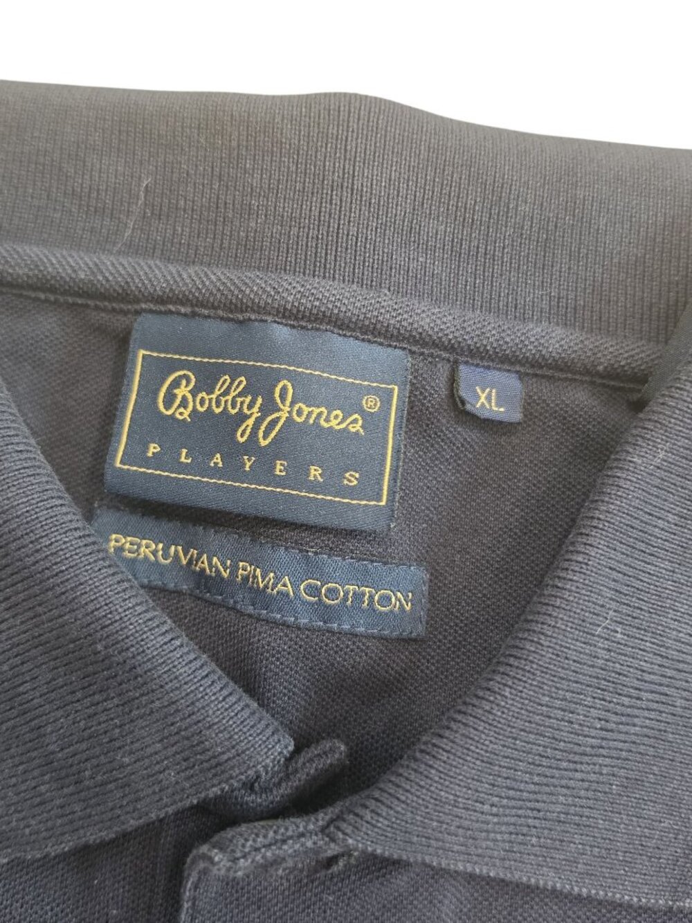 Bobby Jones Players Peruvian Pima Cotton Polo Shirt XL Navy Trump Golf Club Logo - Picture 5 of 7